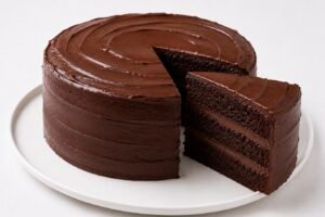 Tarta Matilda Vegana C&J de tres capas de bizcocho de chocolate con ganache vegetal