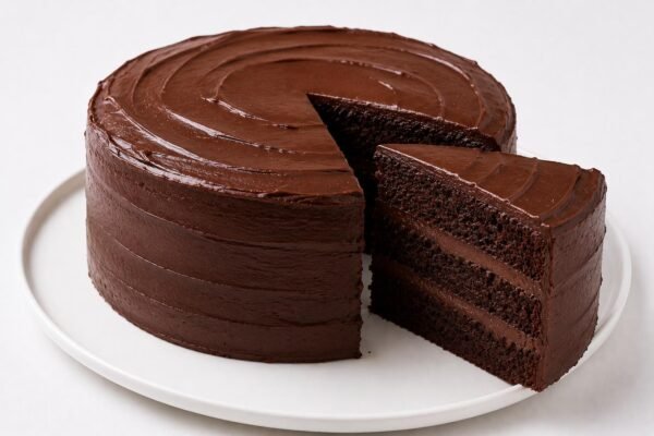 Tarta Matilda Vegana C&J de tres capas de bizcocho de chocolate con ganache vegetal
